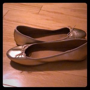 gold ballerina flats